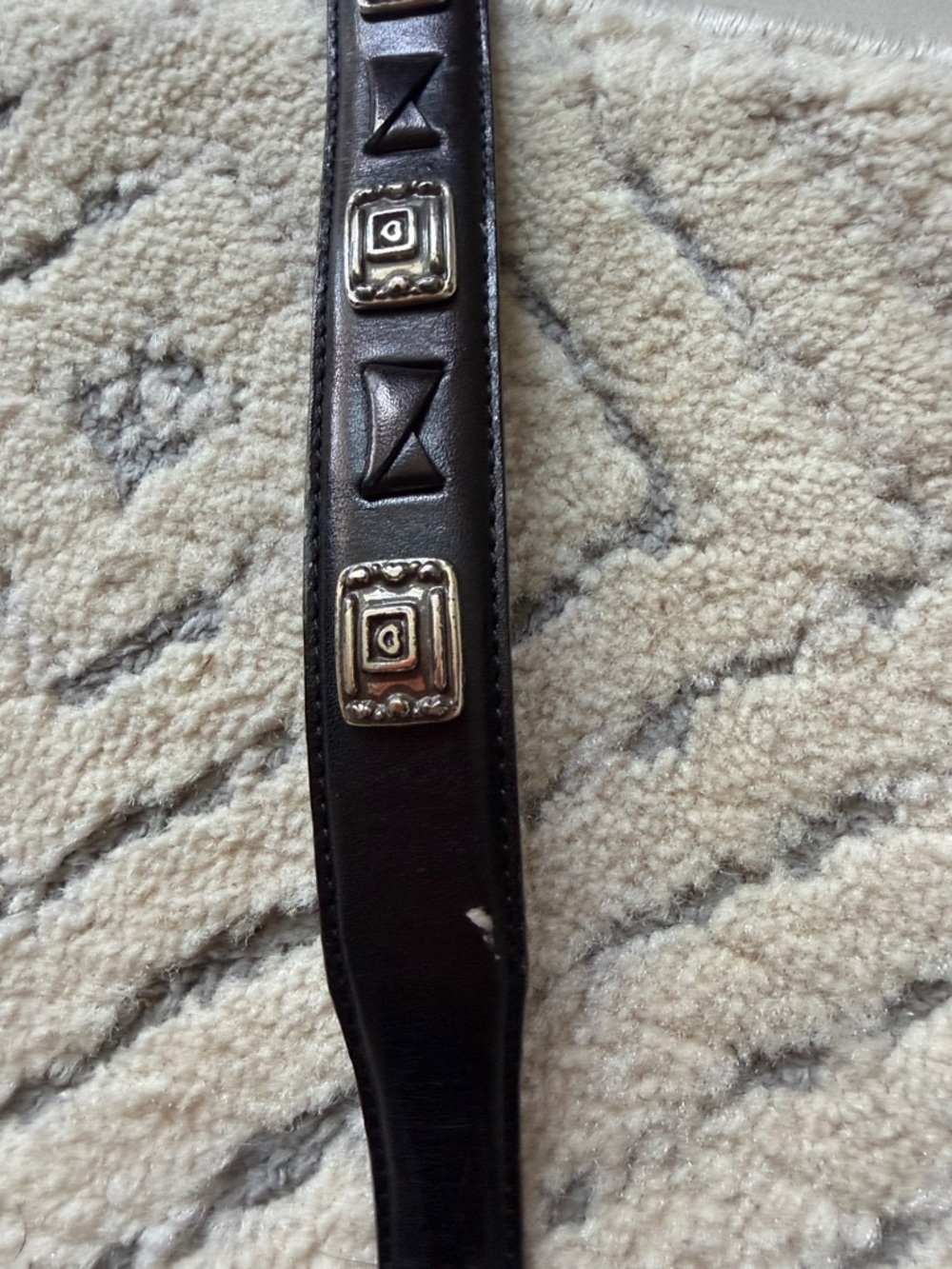 VNTG Fossil Black Leather Belt with Silver Buckle - Picture 6 of 10